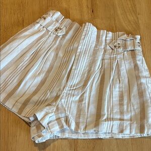 Striped Tan and White Women Shorts